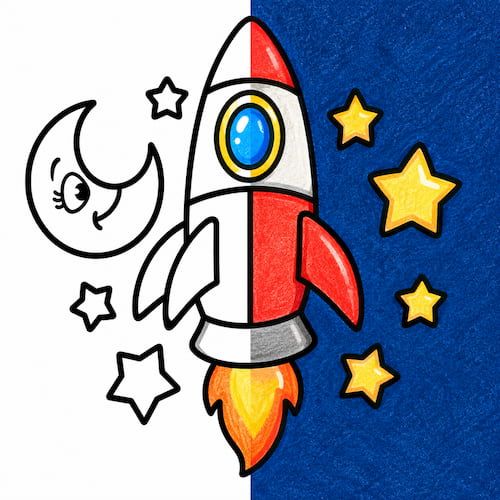 Трафарет Ракета №2 А4 для рисования песком | Кидстейшн