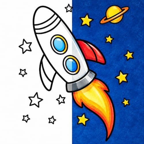 Трафарет Ракета А5 для рисования песком | Кидстейшн
