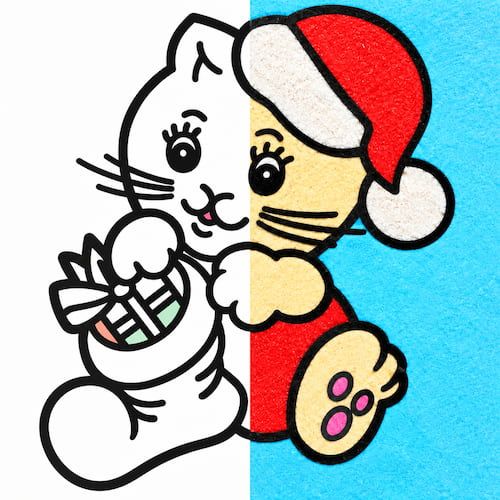 Трафарет Котенок №2 А5 для раскрашивания песком