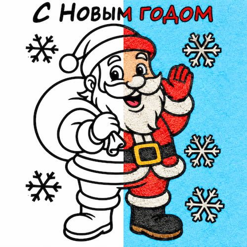 Трафарет Дед Мороз №4 А5 для рисования песком | Кидстейшн