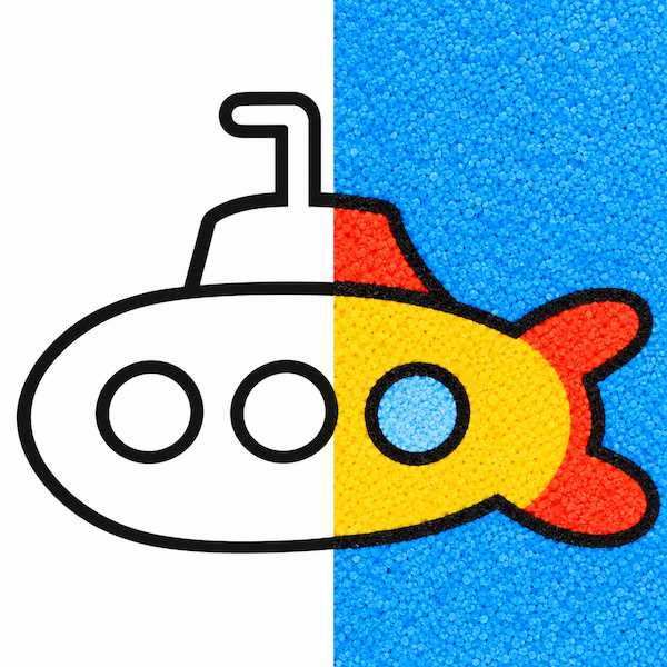 Трафарет Подводная лодка А6 для рисования песком | Кидстейшн